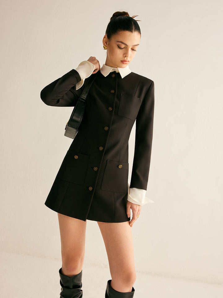 Verstellbare Kragen Slim Blazer Kleid
