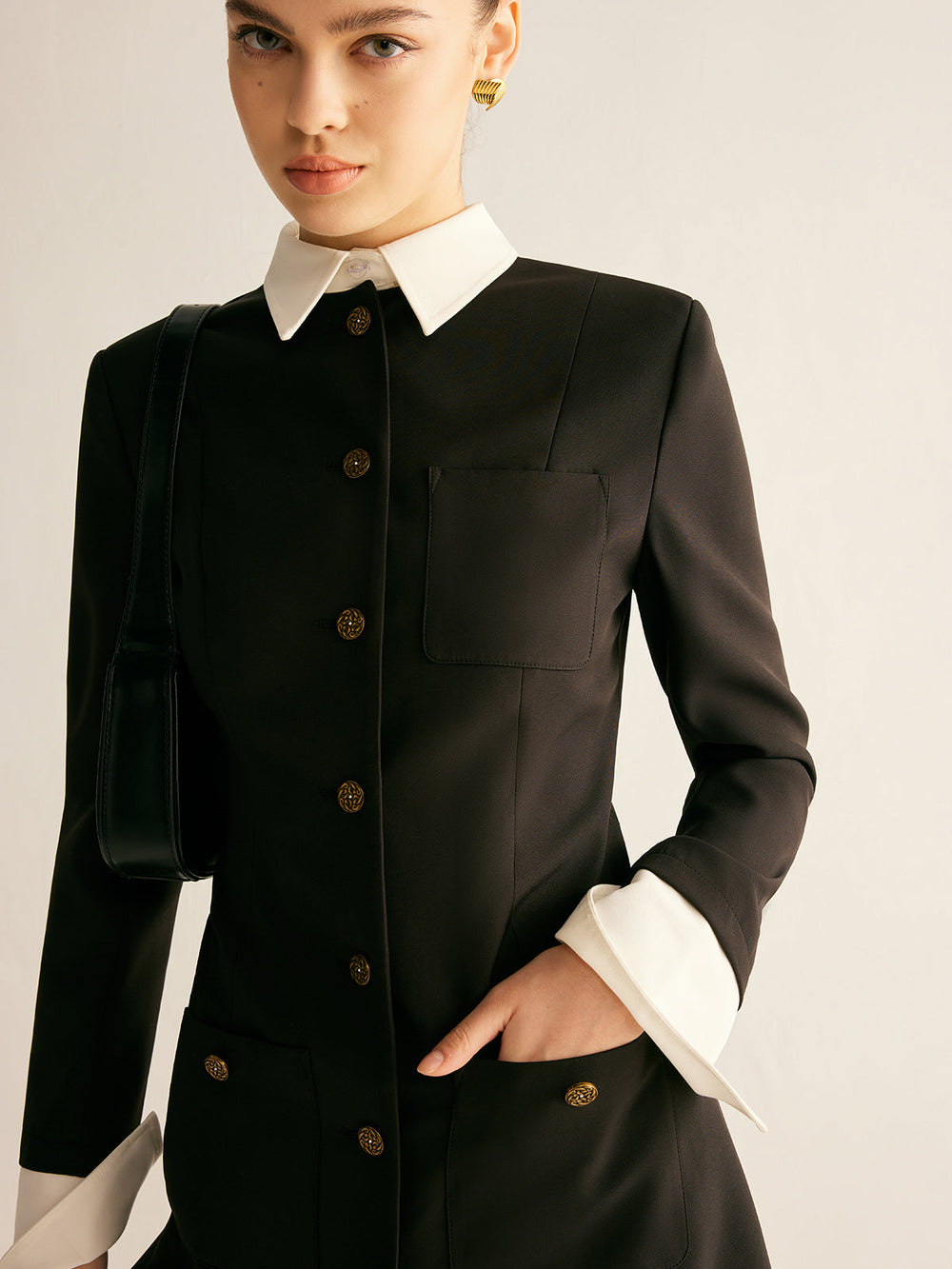 Verstellbare Kragen Slim Blazer Kleid