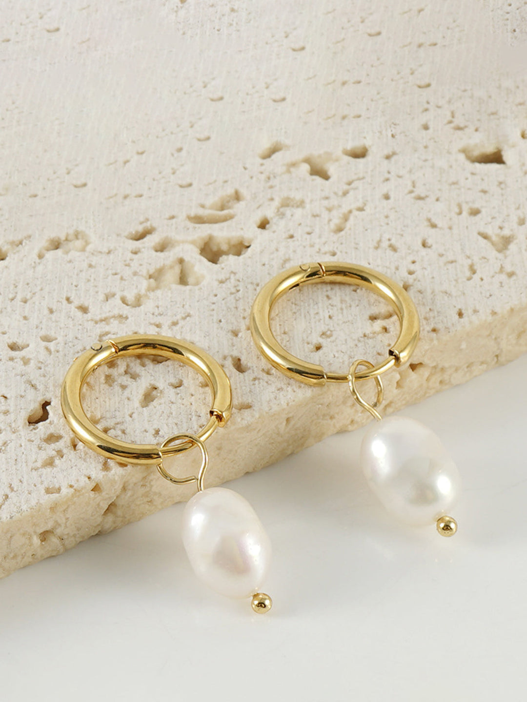 Hoop-Ring Perlen-Tropfen-Ohrringe