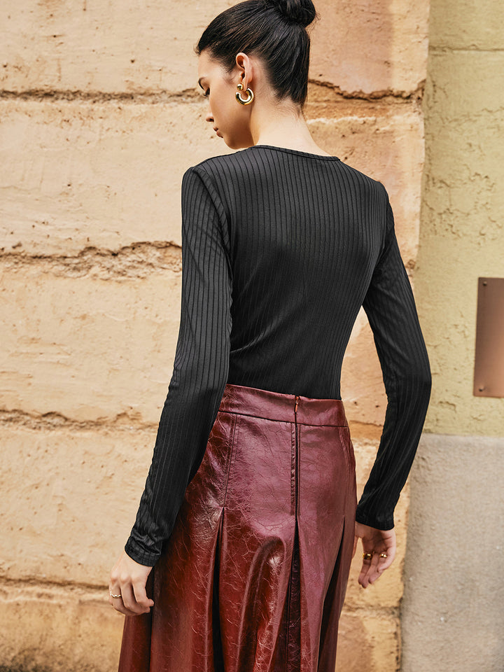 Geripptes Sheer T-Shirt