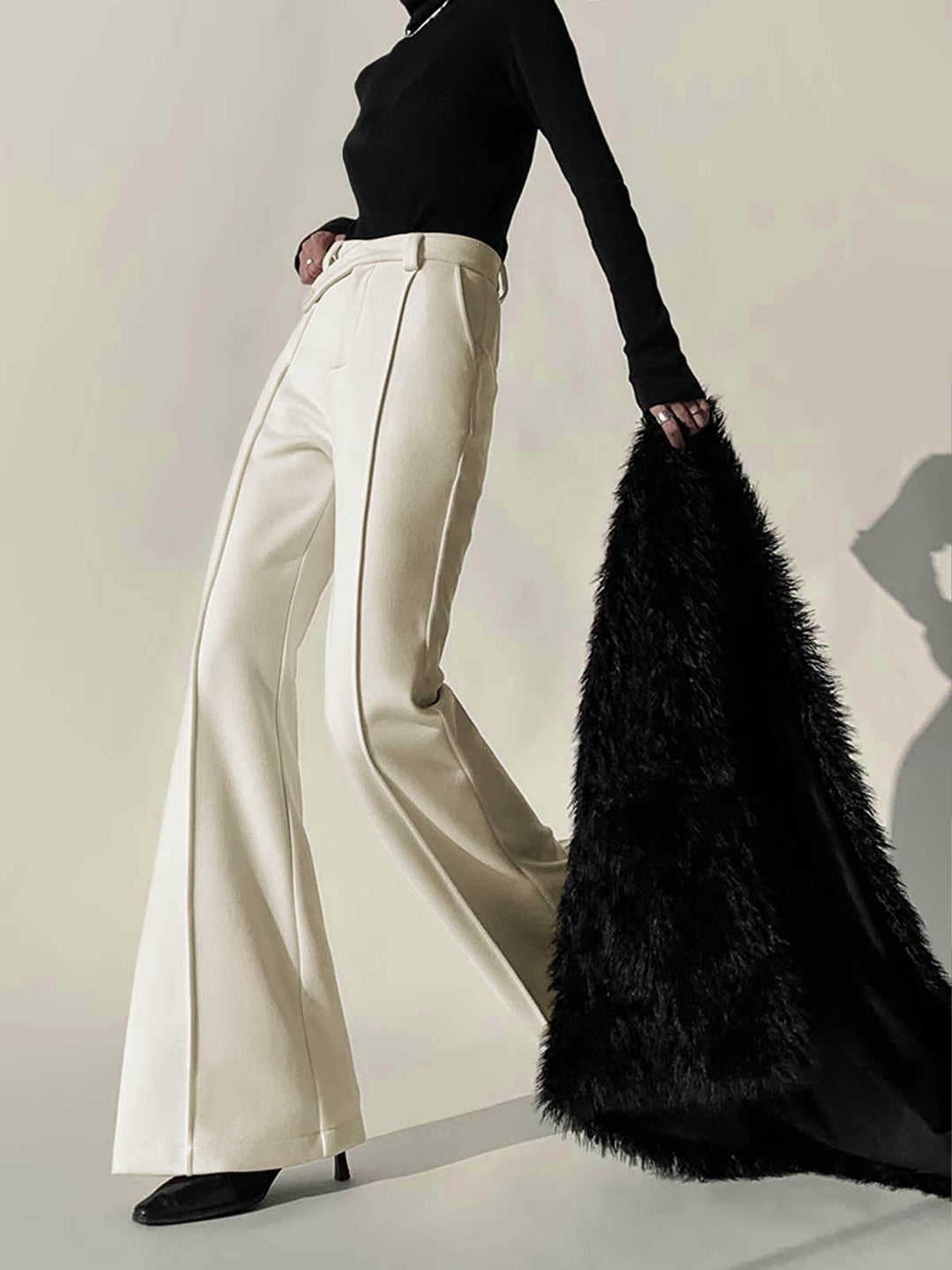 Schlichte High-Waist-Piping-Hose