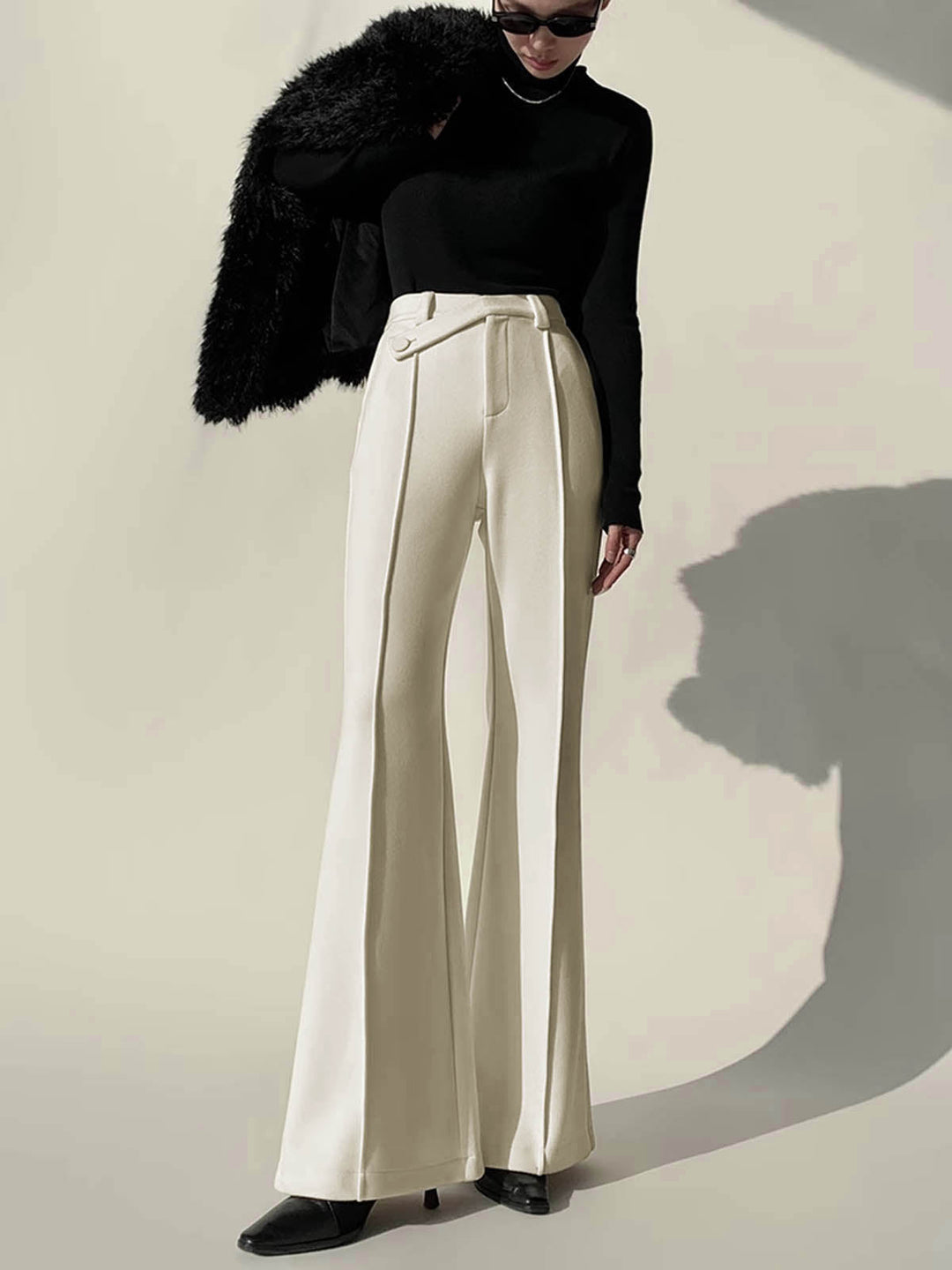 Schlichte High-Waist-Piping-Hose