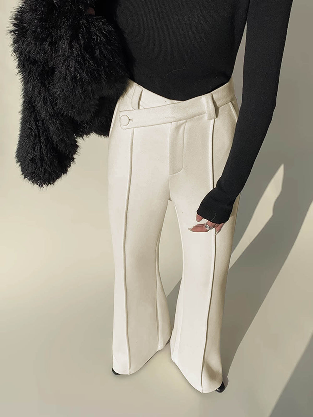 Schlichte High-Waist-Piping-Hose