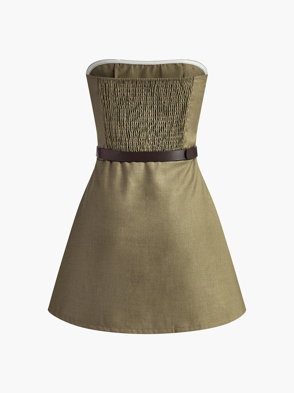 Shirred Plissiertes Etuikleid Mit Gürtel