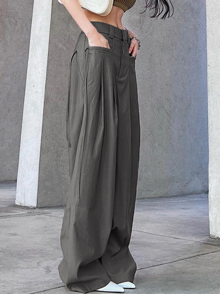 Geknotete Plissee Hose mit weitem Bein und Drapierung