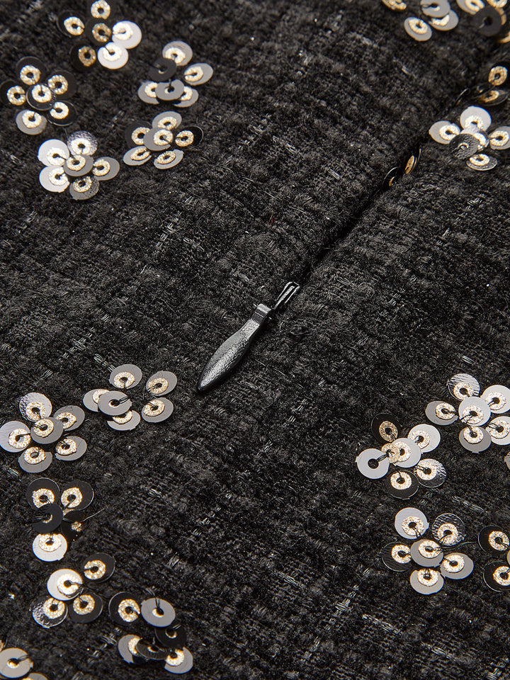 Sequins Floral Tweed Rock