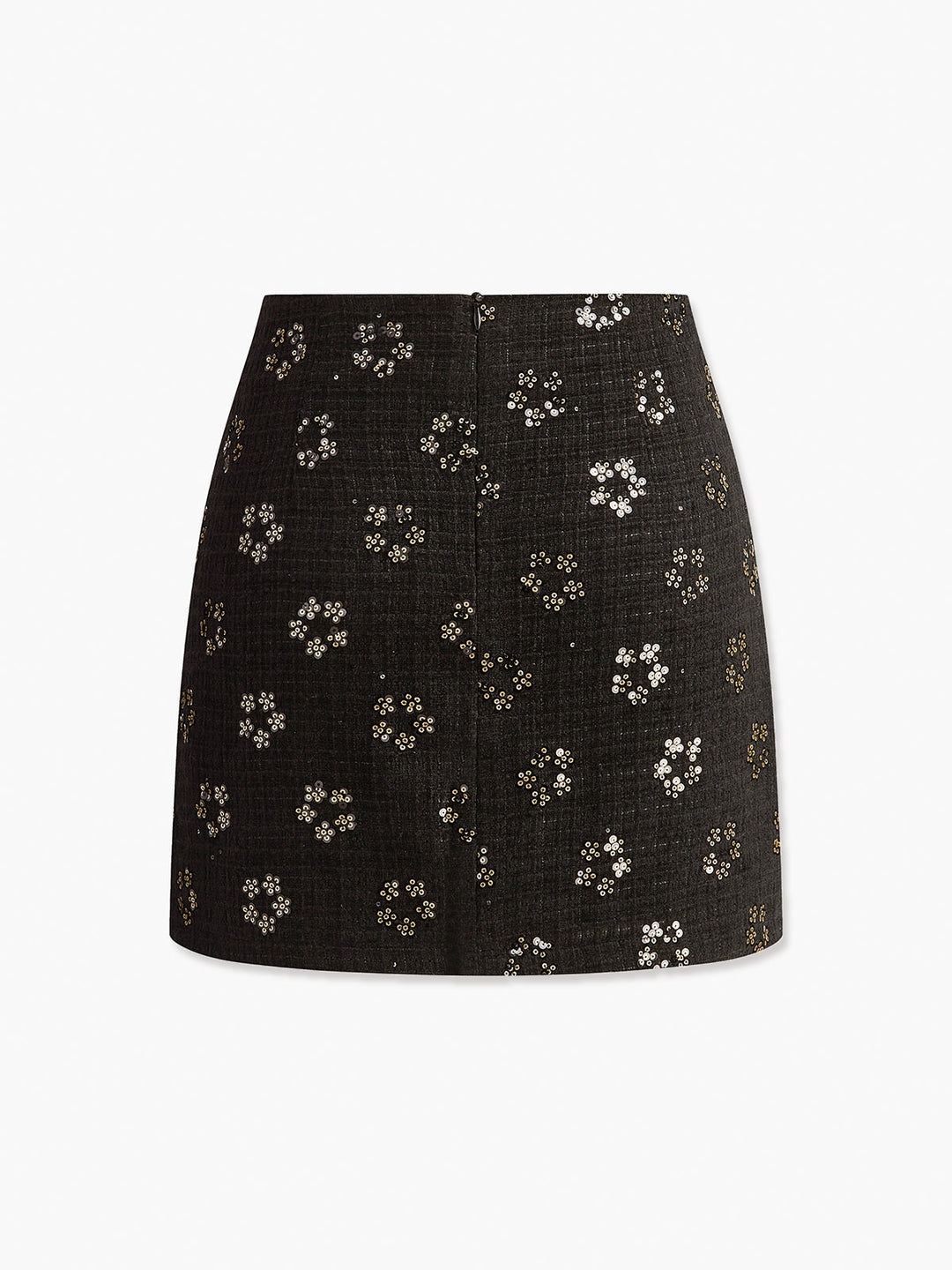 Sequins Floral Tweed Rock