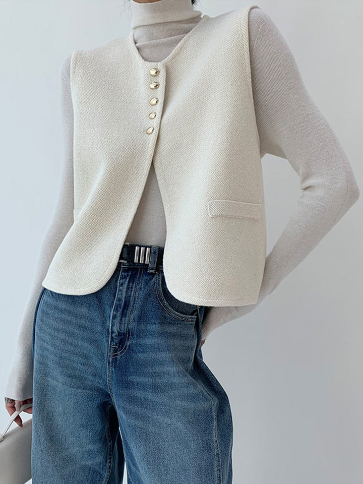 Eleganter Pullover-Weste mit Schlitz