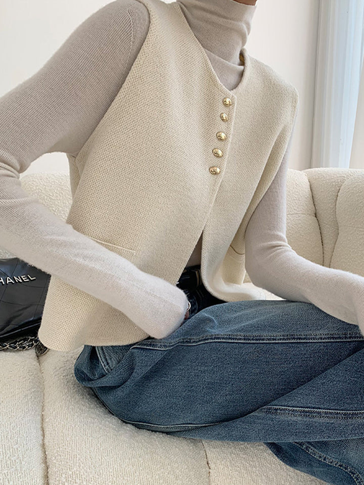 Eleganter Pullover-Weste mit Schlitz