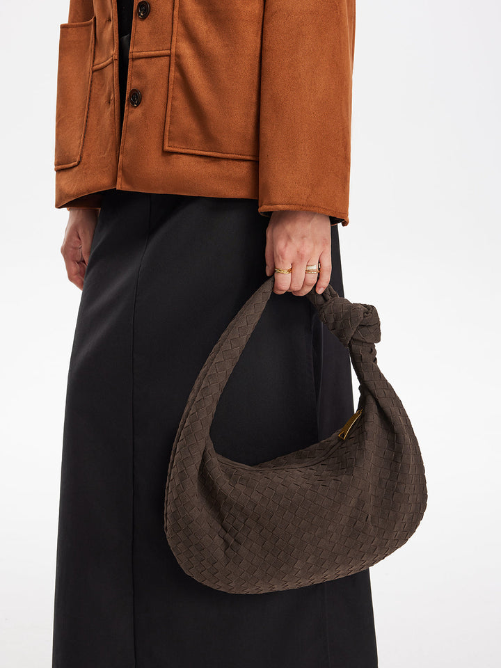 Abgerundete gewebte geknotete Wildleder Tasche