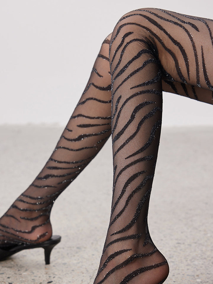 Zebra-Muster Netzstrumpfhose