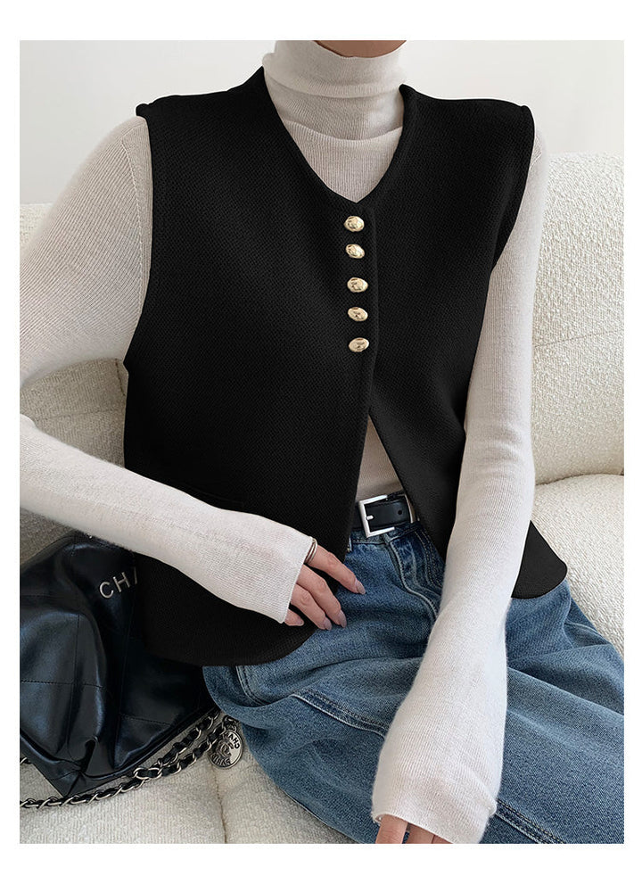Eleganter Pullover-Weste mit Schlitz
