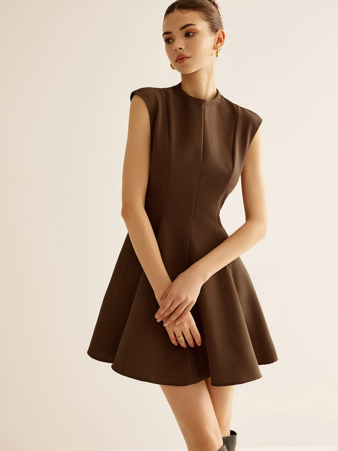 Falten-Paspelier-Reißverschluss-Tanktop-Kleid