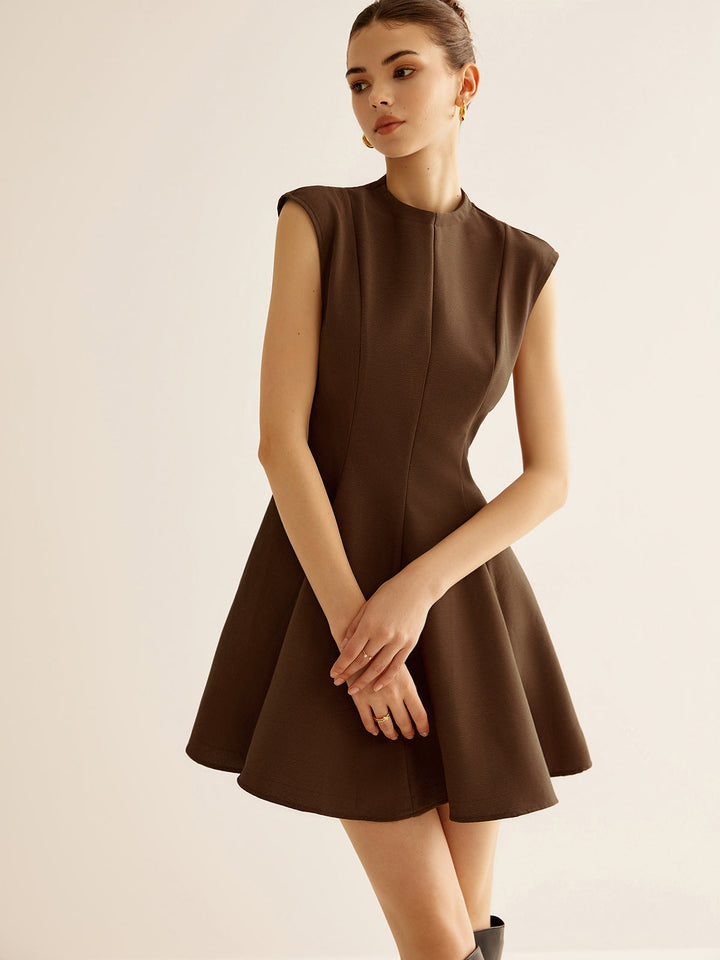 Falten-Paspelier-Reißverschluss-Tanktop-Kleid