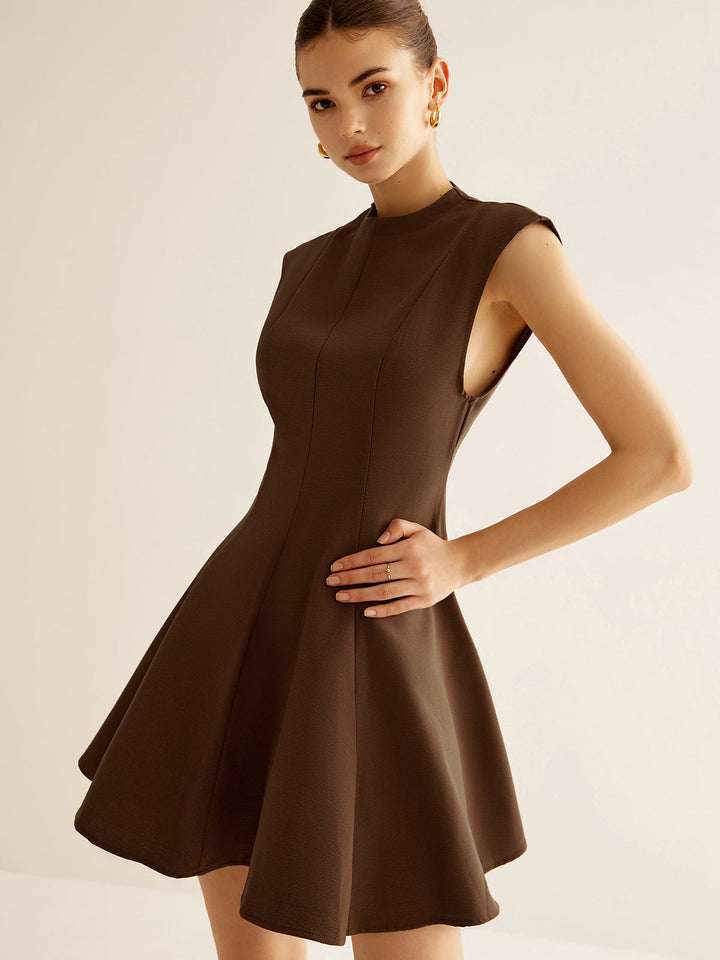 Falten-Paspelier-Reißverschluss-Tanktop-Kleid
