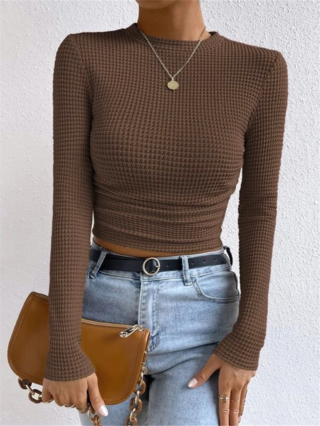 Schlichter Waffel-Pullover mit schmaler Passform