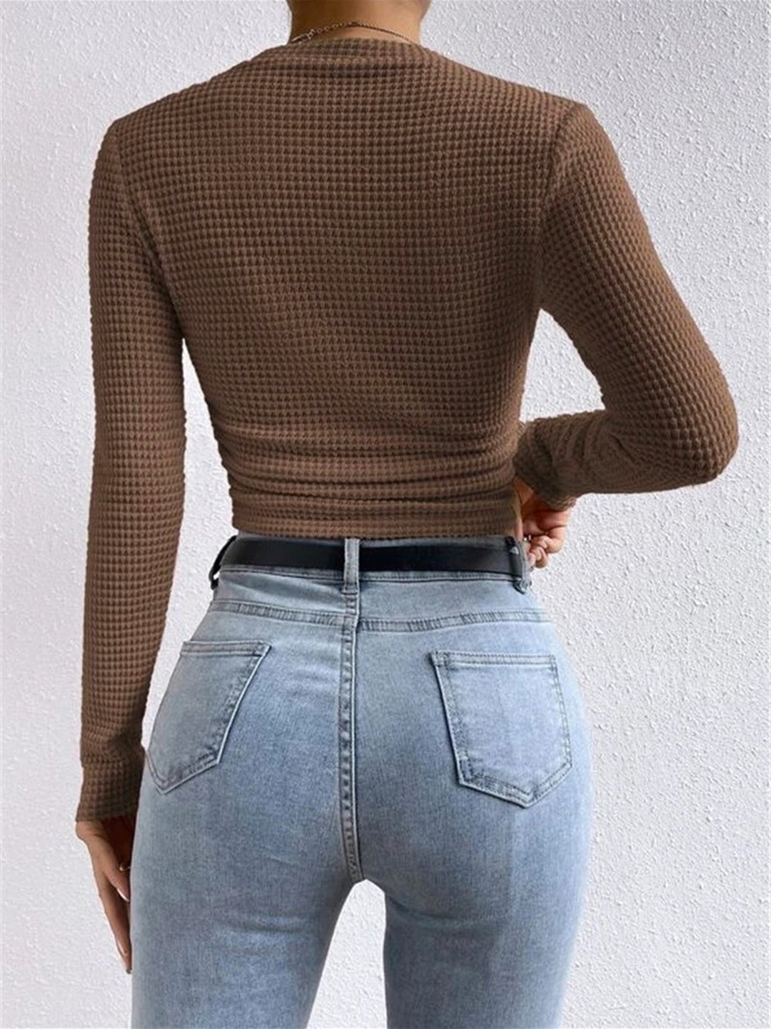 Schlichter Waffel-Pullover mit schmaler Passform