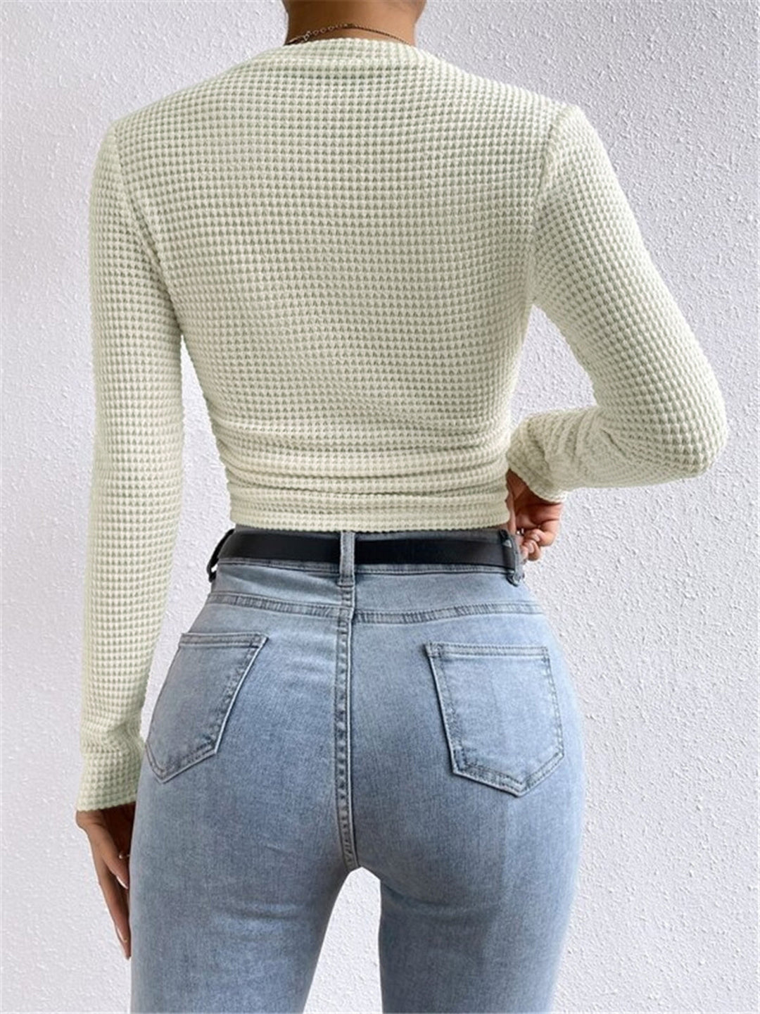 Schlichter Waffel-Pullover mit schmaler Passform