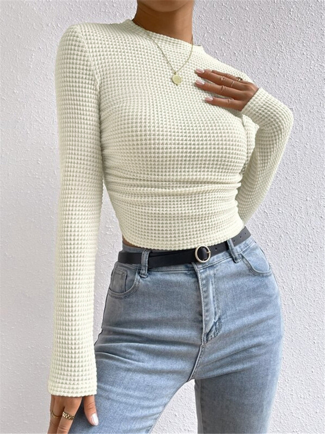 Schlichter Waffel-Pullover mit schmaler Passform