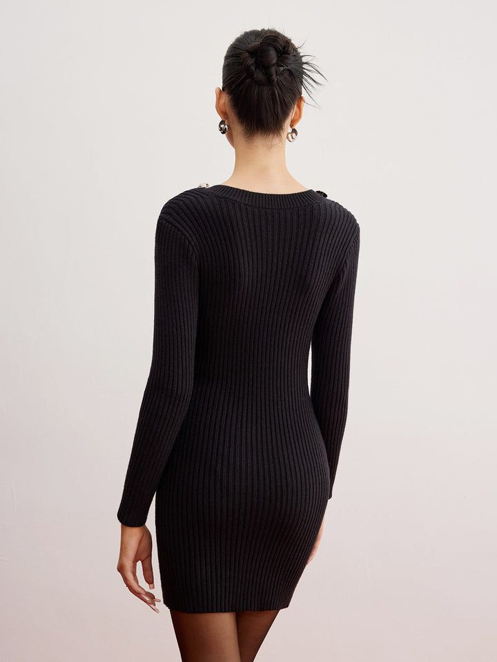 Pullover-Strickkleid mit Rippstrick und schmaler Passform