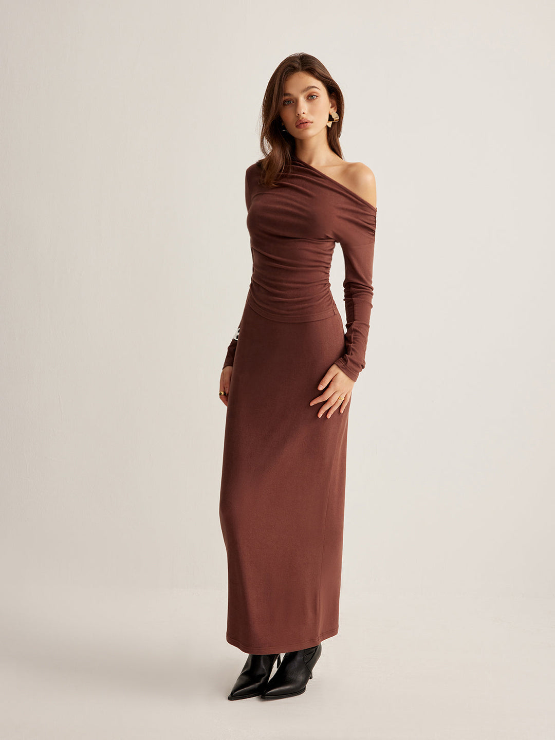 Asymmetrischer Halsausschnitt Slim Jersey Rock-Set