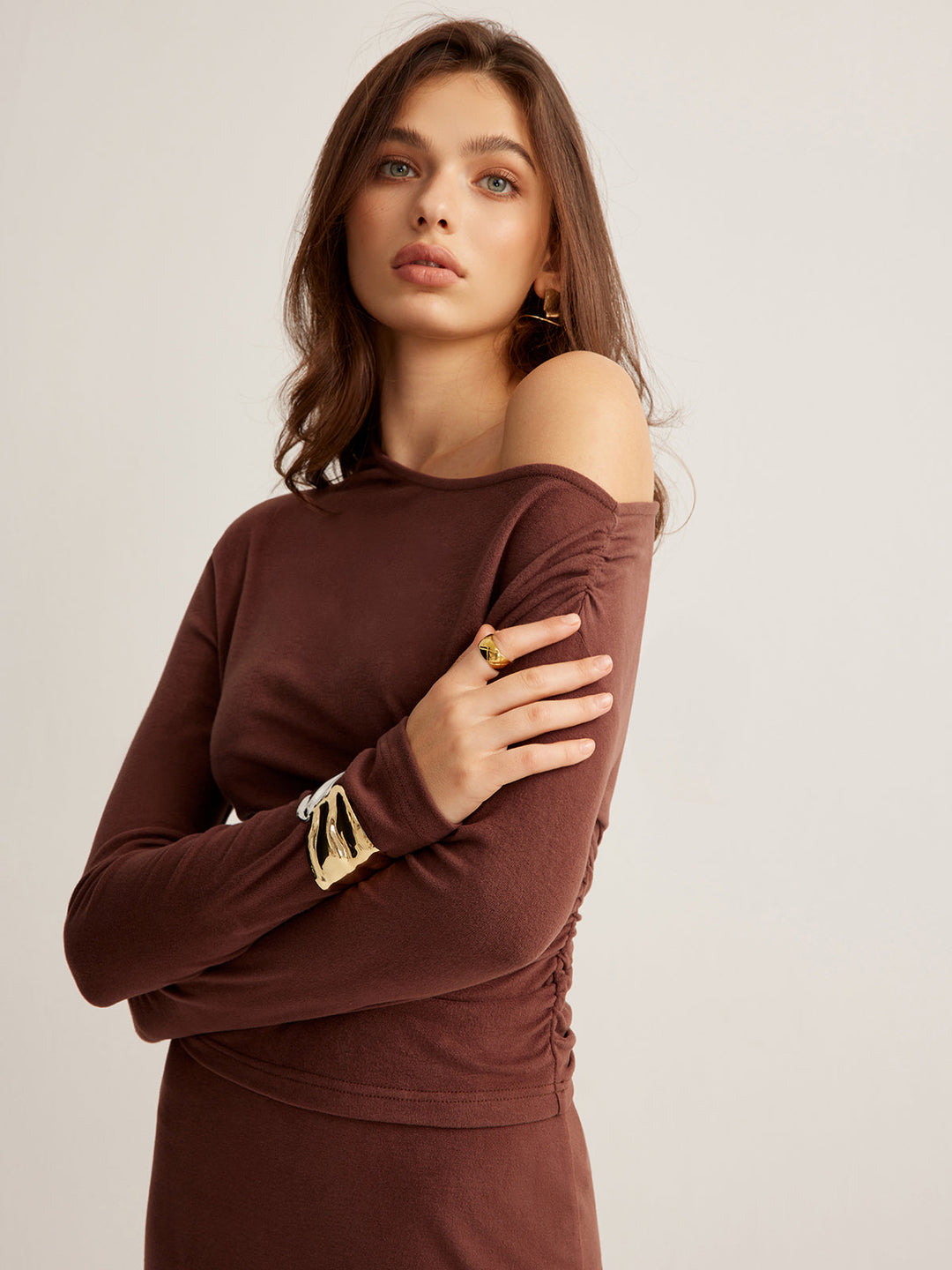Asymmetrischer Halsausschnitt Slim Jersey Rock-Set