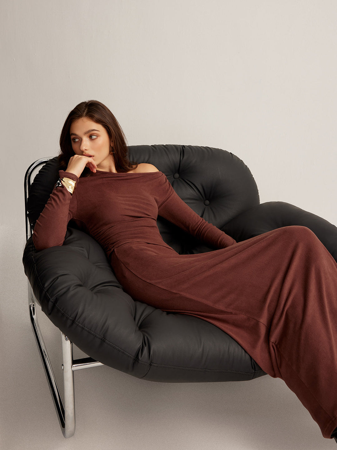 Asymmetrischer Halsausschnitt Slim Jersey Rock-Set