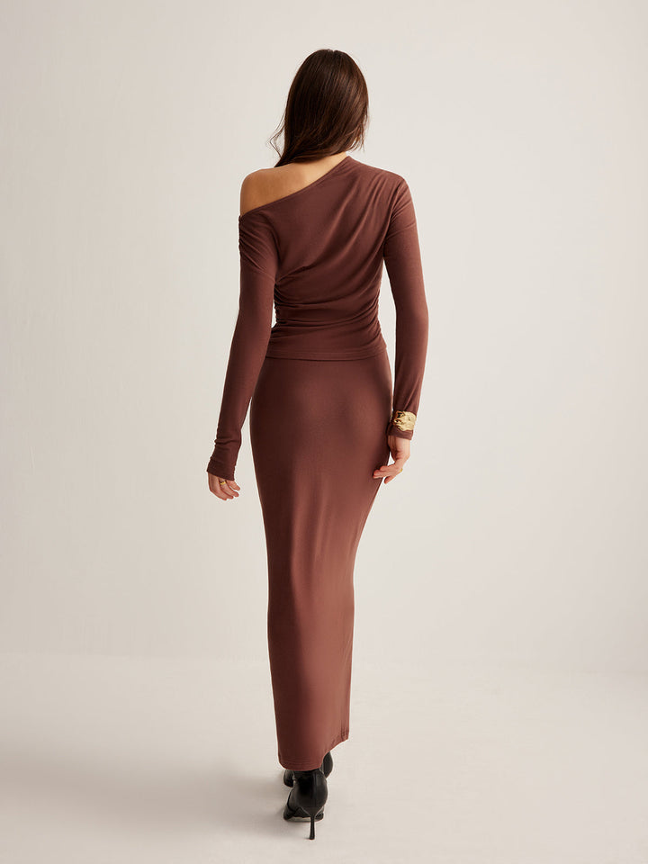 Asymmetrischer Halsausschnitt Slim Jersey Rock-Set