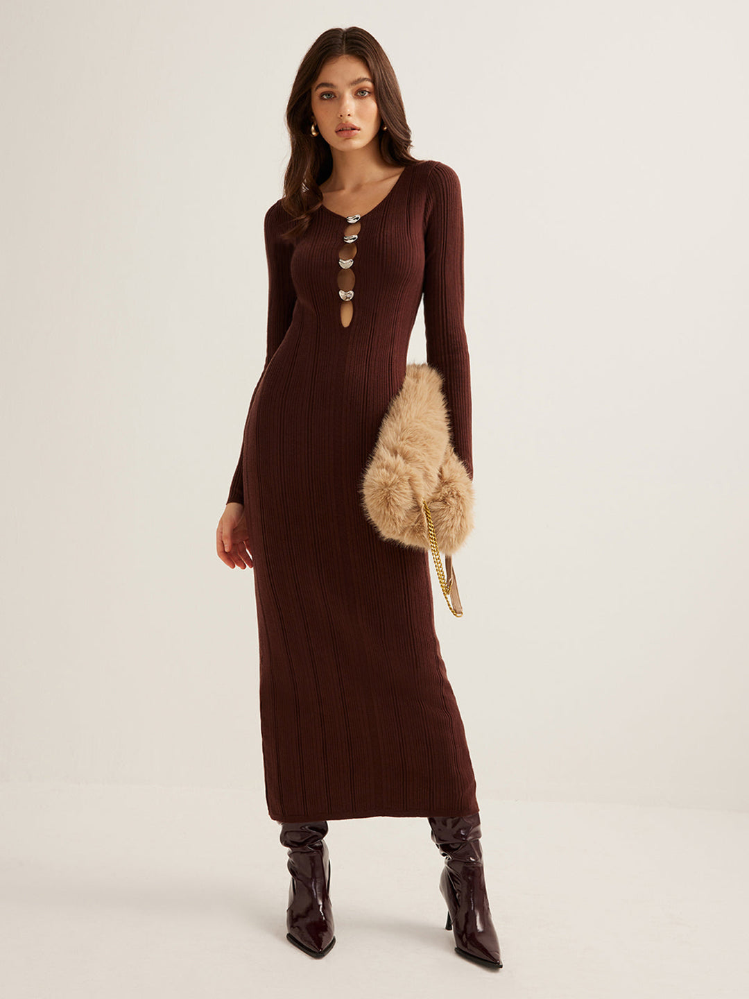 Cutout Slim Sweater Kleid