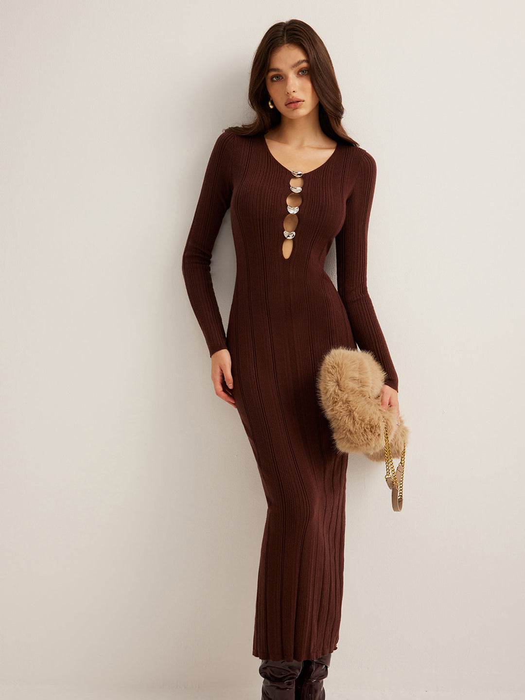 Cutout Slim Sweater Kleid