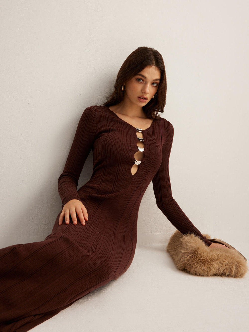 Cutout Slim Sweater Kleid