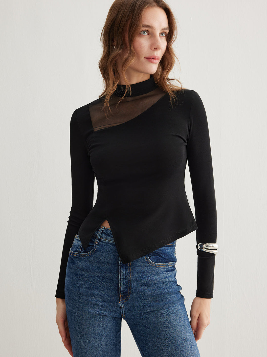 Seitenschlitz Jersey Top