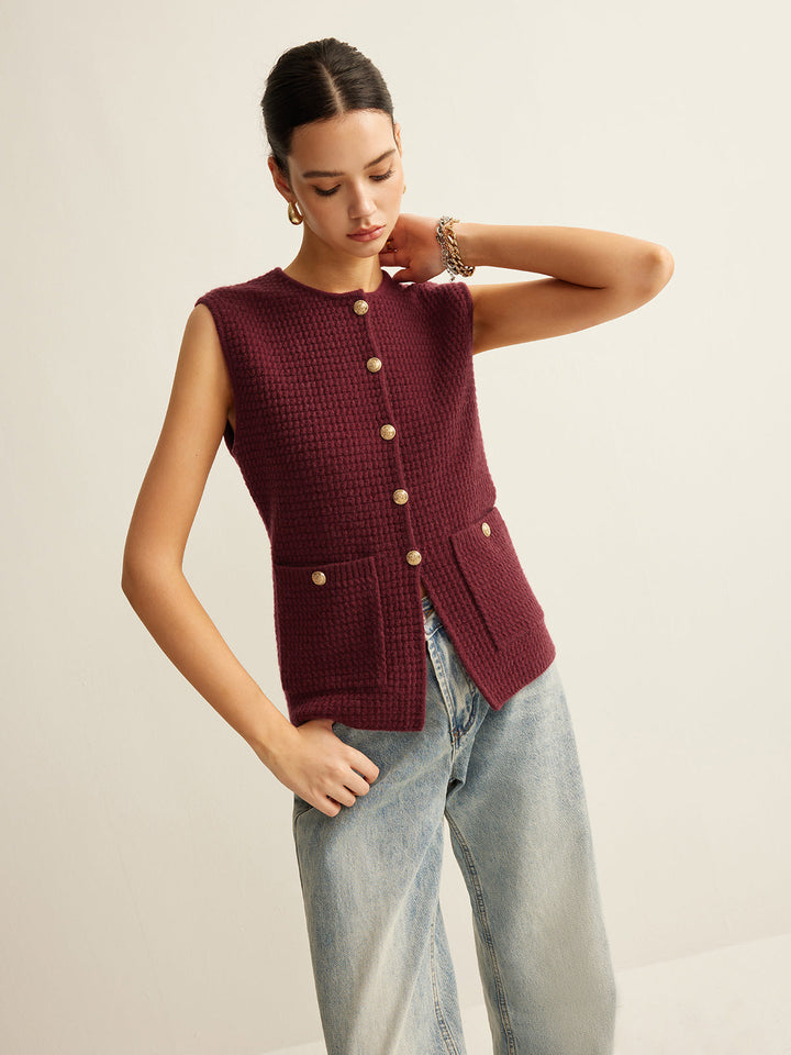 Button Down Gemütlicher Pullover-Weste