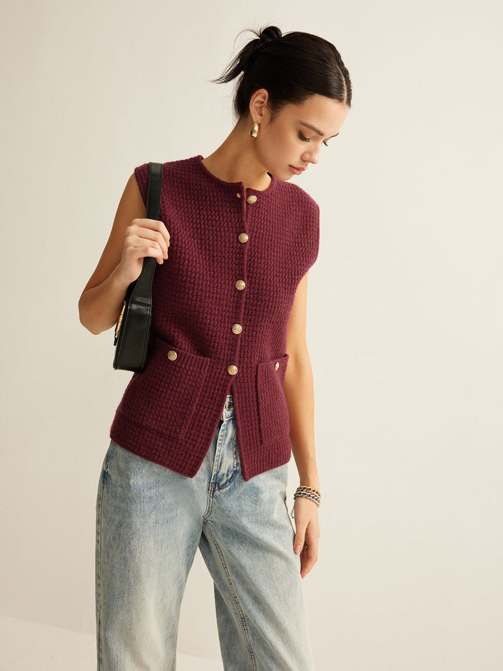 Button Down Gemütlicher Pullover-Weste