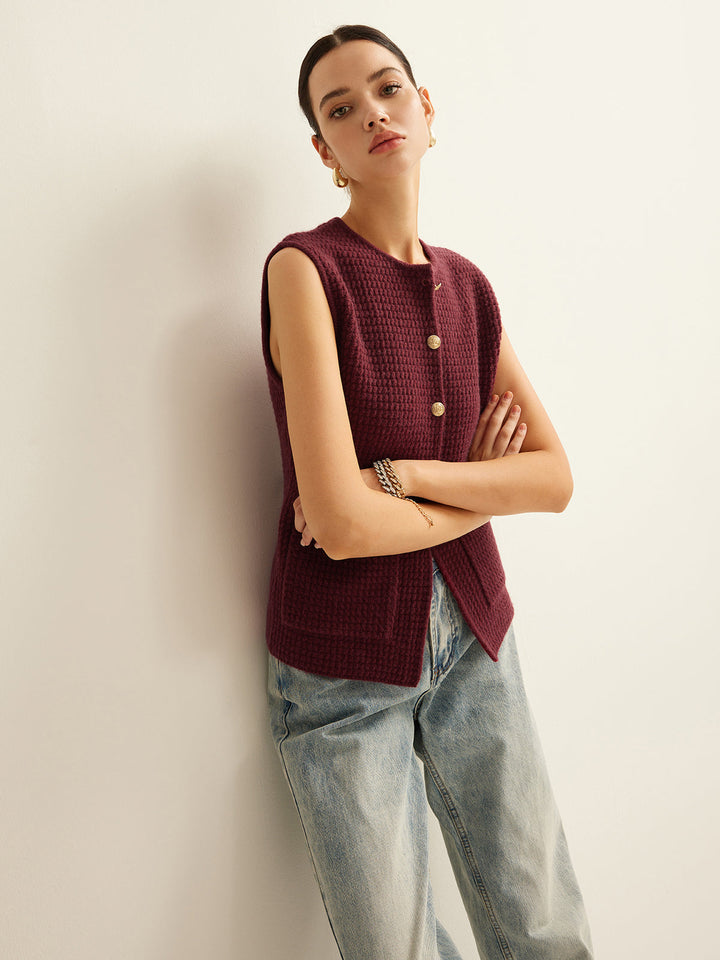 Button Down Gemütlicher Pullover-Weste