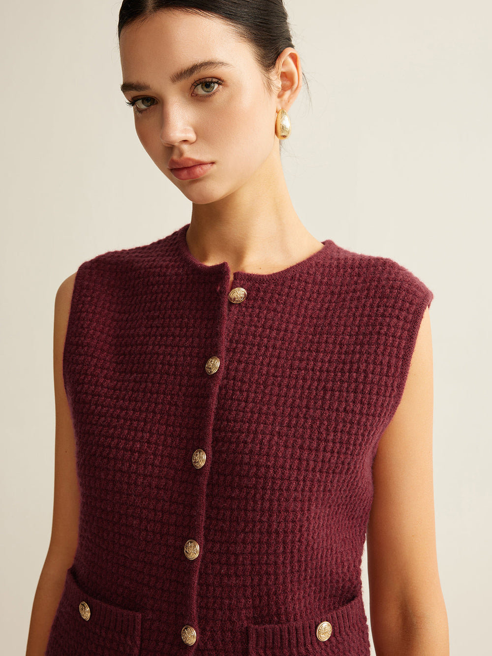 Button Down Gemütlicher Pullover-Weste