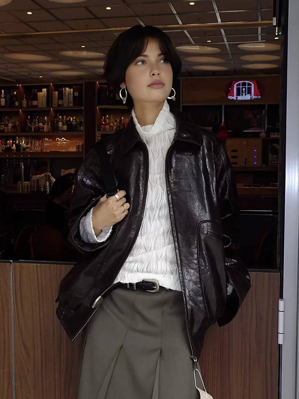 Mock-Neck Plissee-Oberteil mit Semi-Sheer-Effekt