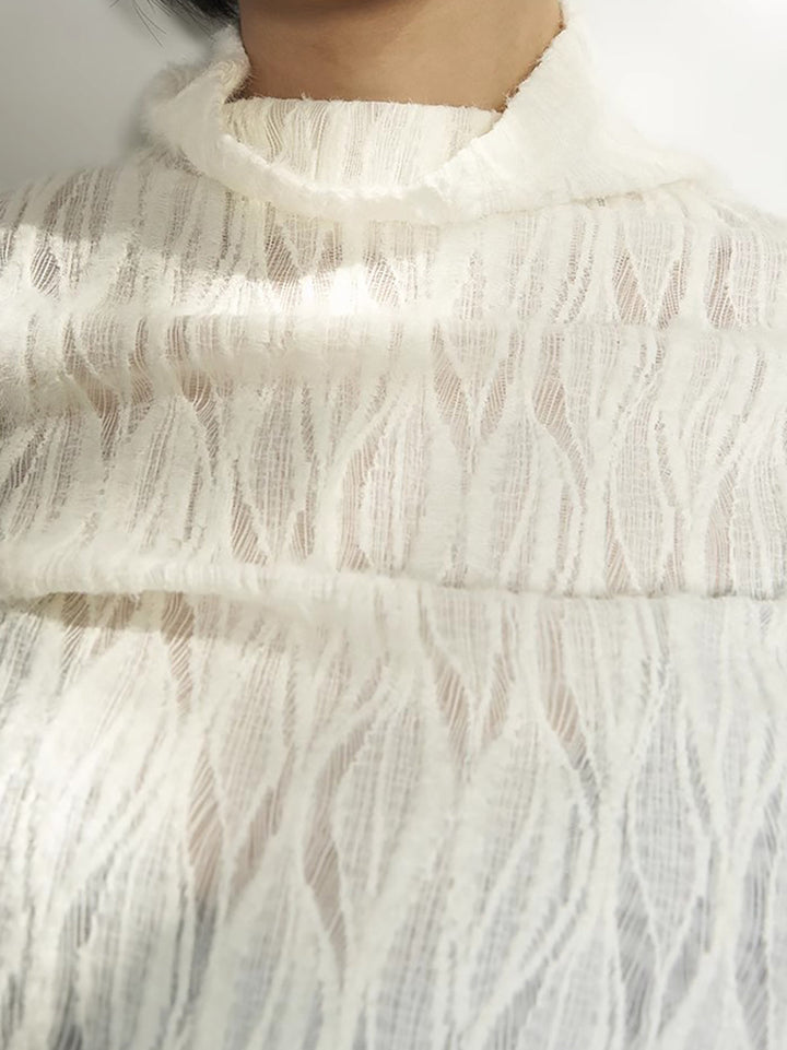 Mock-Neck Plissee-Oberteil mit Semi-Sheer-Effekt