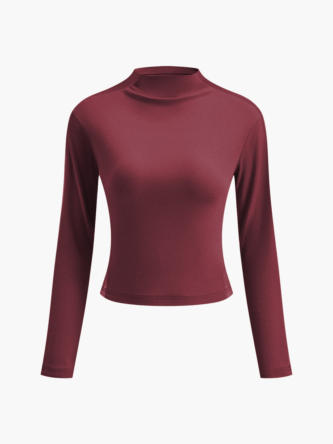 Schlichtes Tüll-Mesh-Langarmshirt