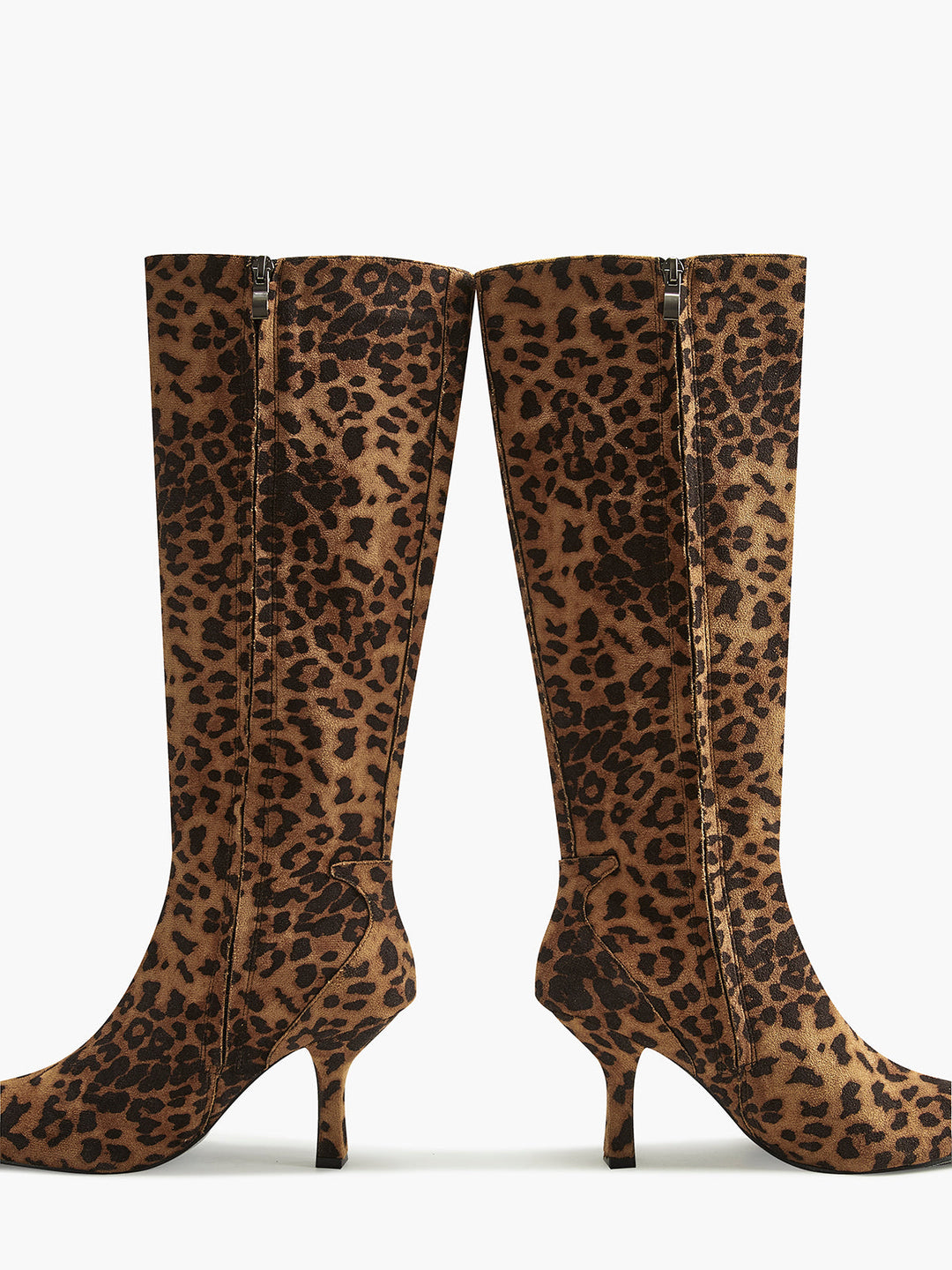Knöchelhohe Reißverschlussstiefel mit Leopardenmuster