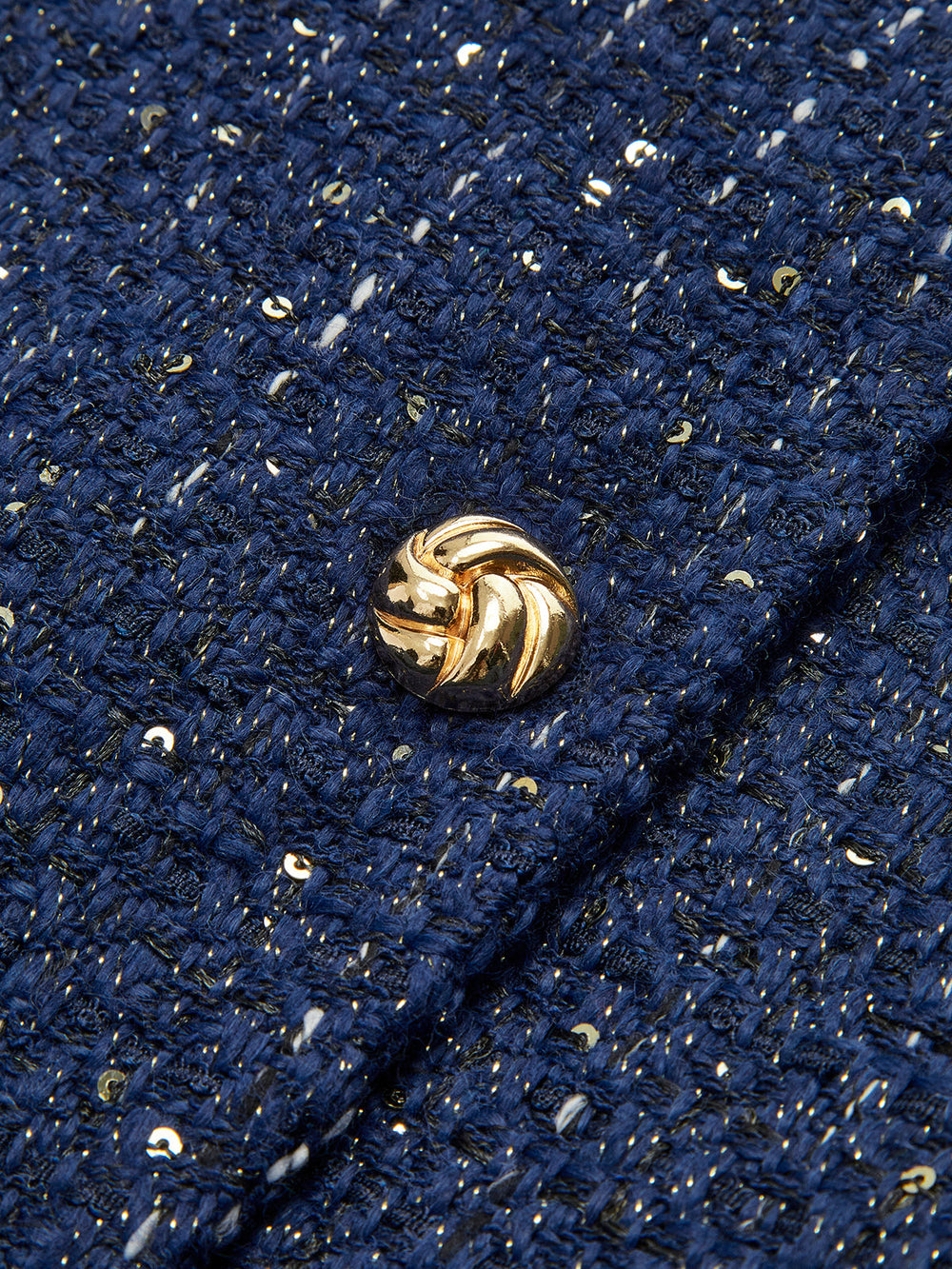 Sequins Button Belted Tweed Weste