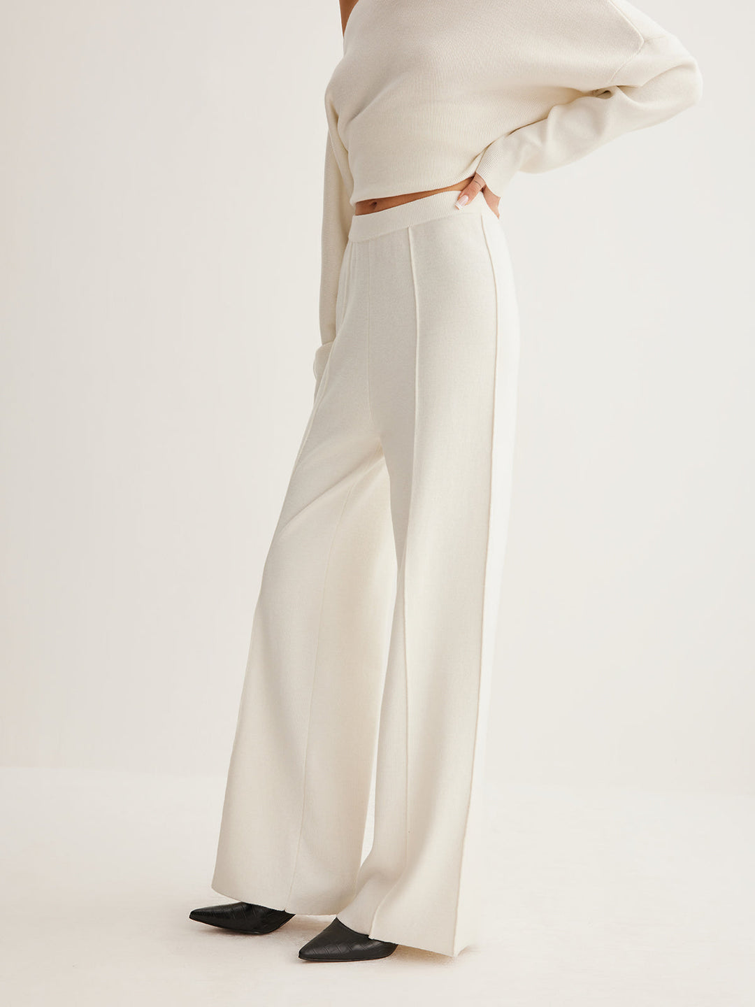 Wollmischung Hose mit Paspeln