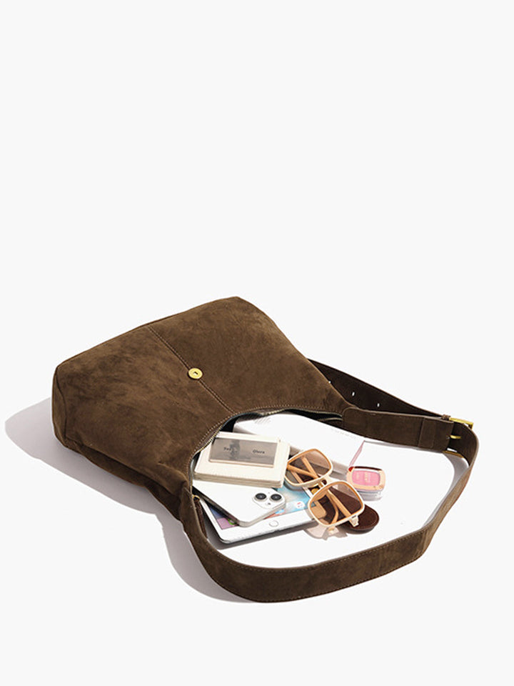Retro Schnallen & Reißverschluss Halbmond Tasche