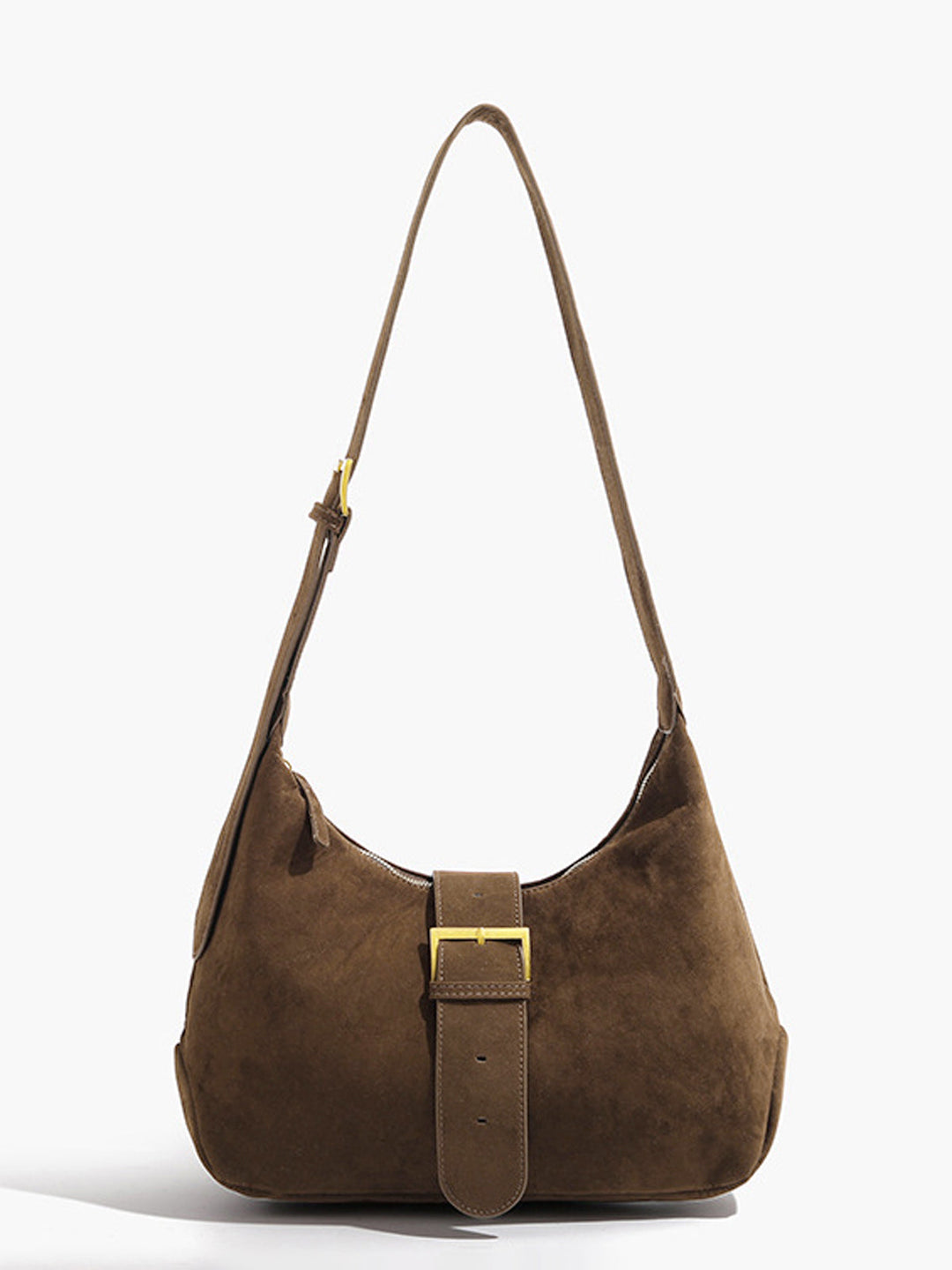 Retro Schnallen & Reißverschluss Halbmond Tasche