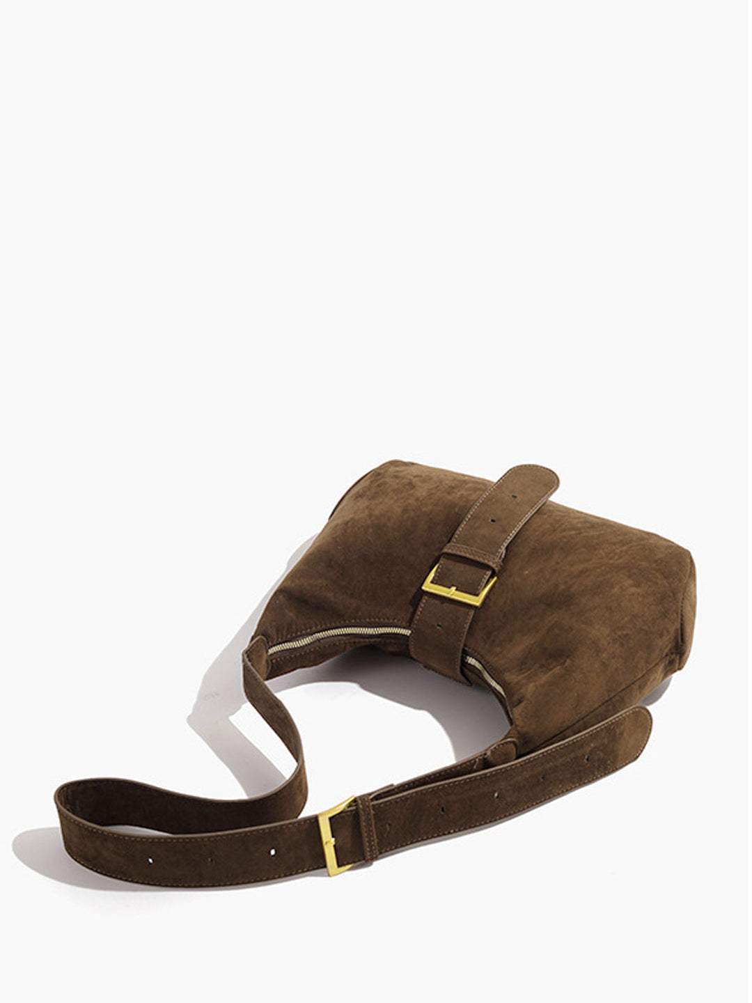 Retro Schnallen & Reißverschluss Halbmond Tasche