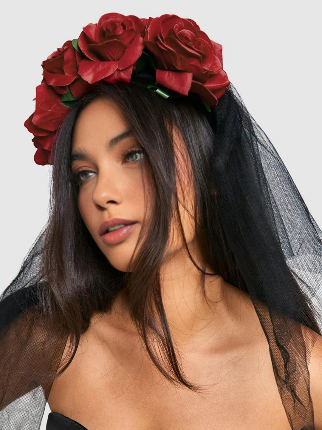 Halloween Rose Flower Black Mesh Stirnband