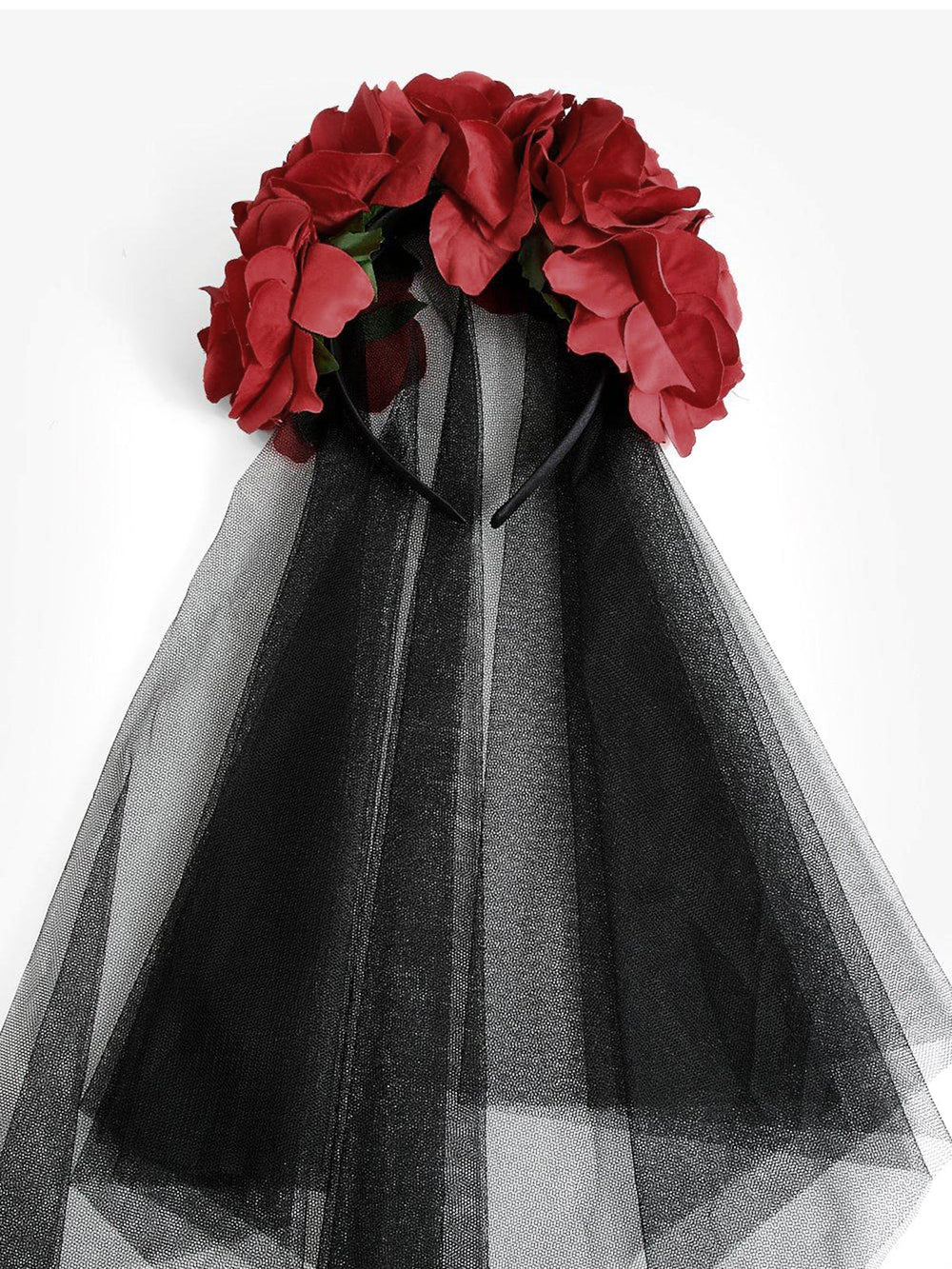 Halloween Rose Flower Black Mesh Stirnband