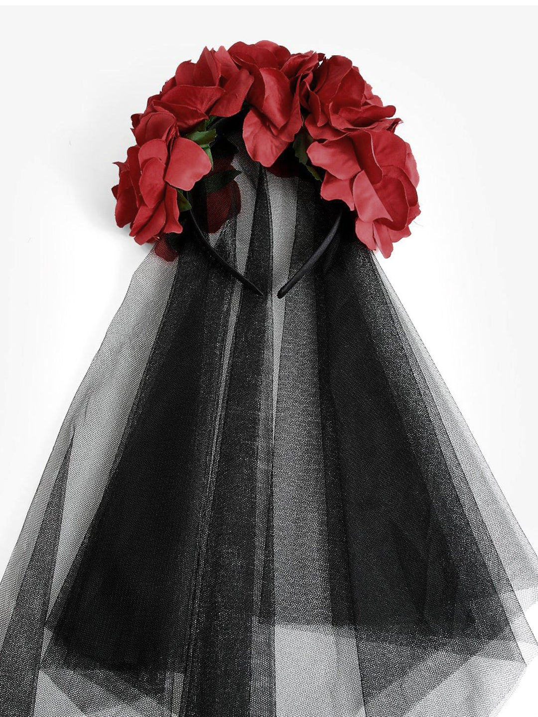 Halloween Rose Flower Black Mesh Stirnband