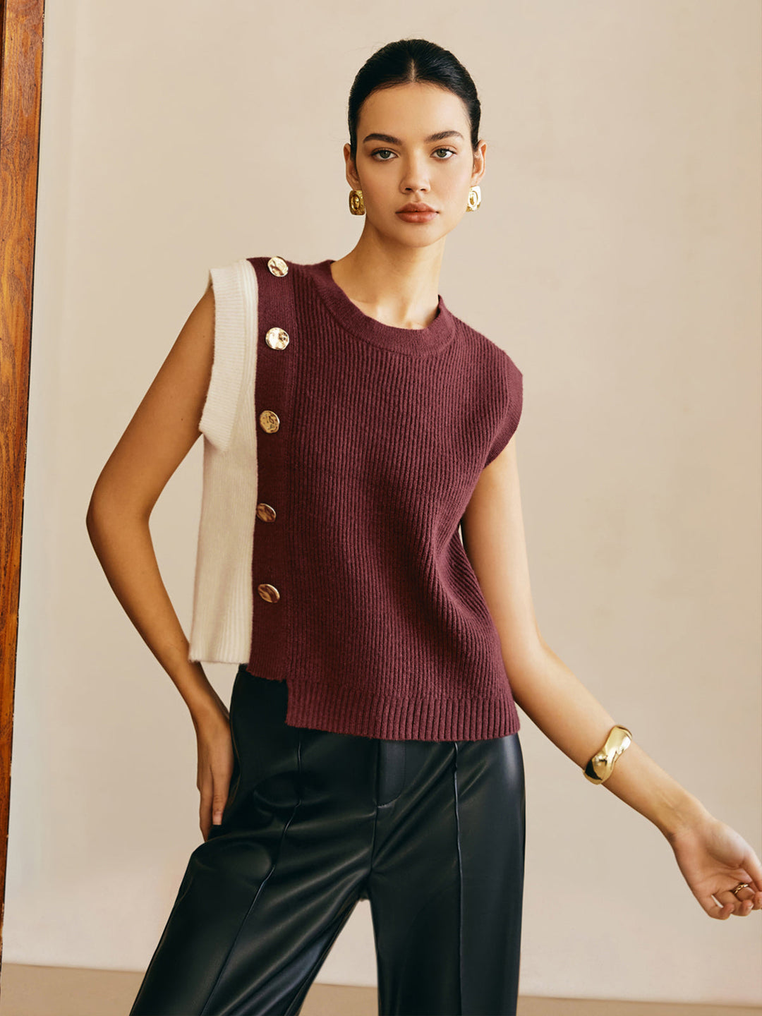 Oversized Colorblock Pullover-Weste