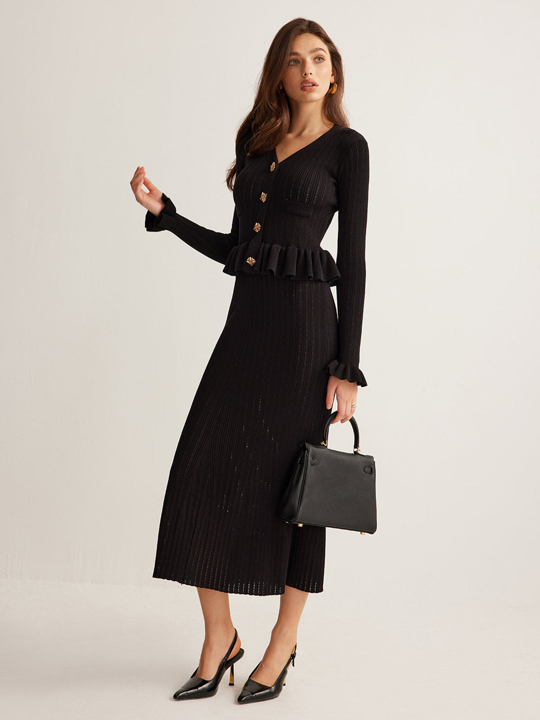 Rüschen-Strickkleid